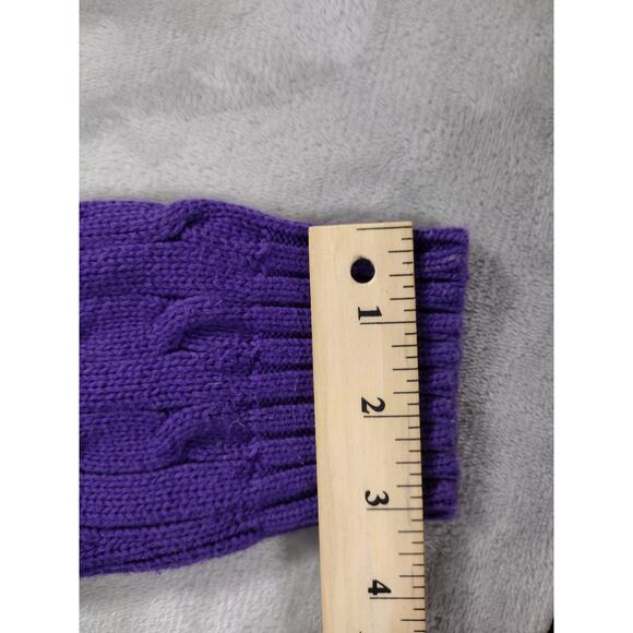 Ralph Lauren 100% Cotton Purple Cable Knit Sweater Size L Green Pony Logo - Picture 10 of 12